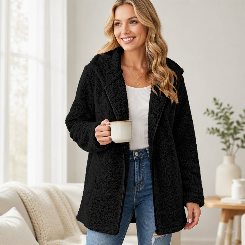 Women's Casual Hooded Plush Cardigan