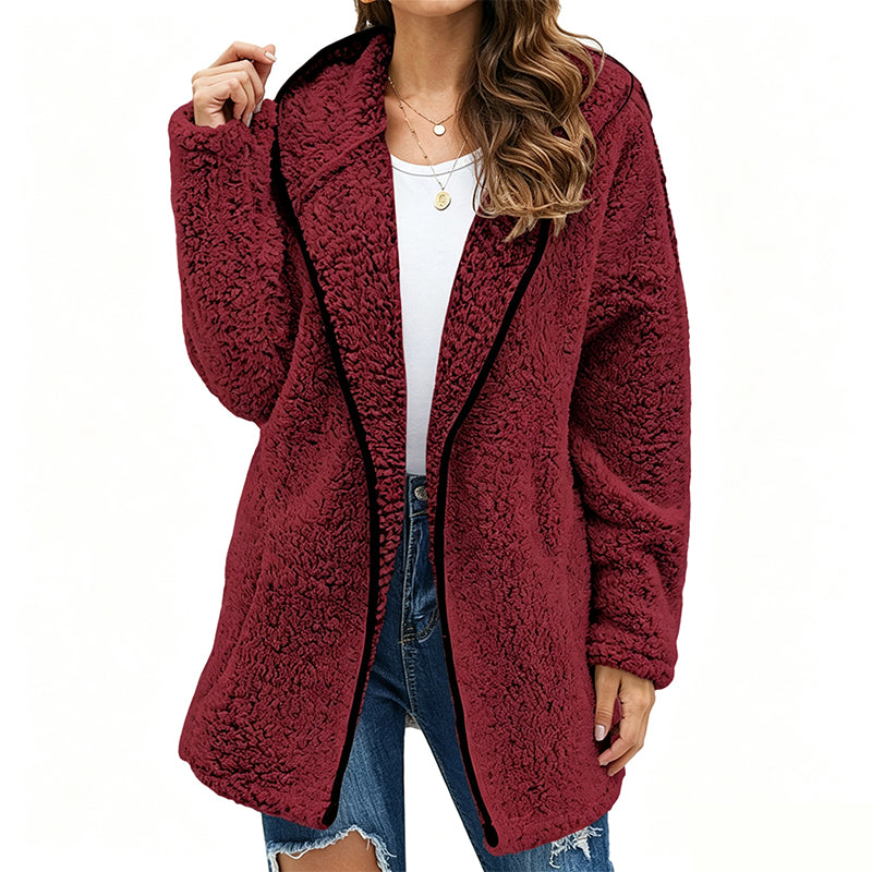 Women's Casual Hooded Plush Cardigan