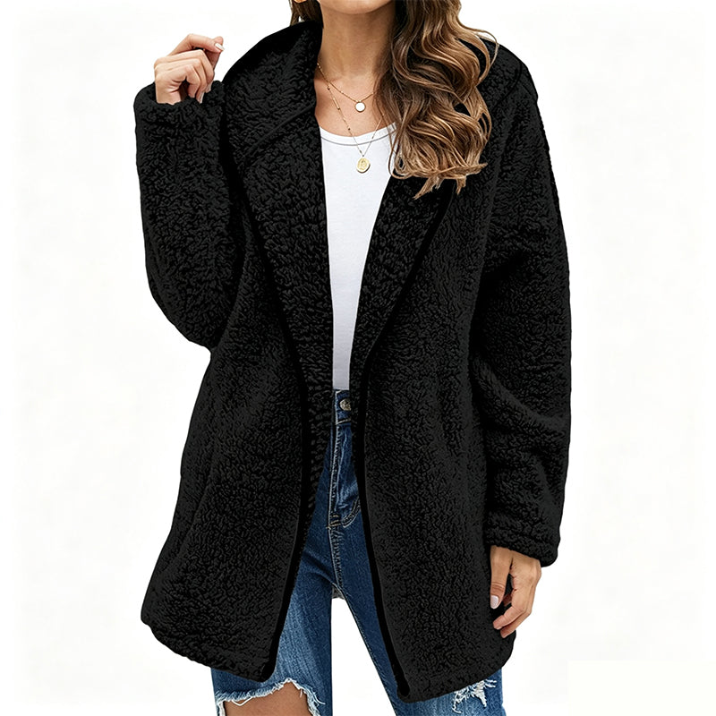 Women's Casual Hooded Plush Cardigan