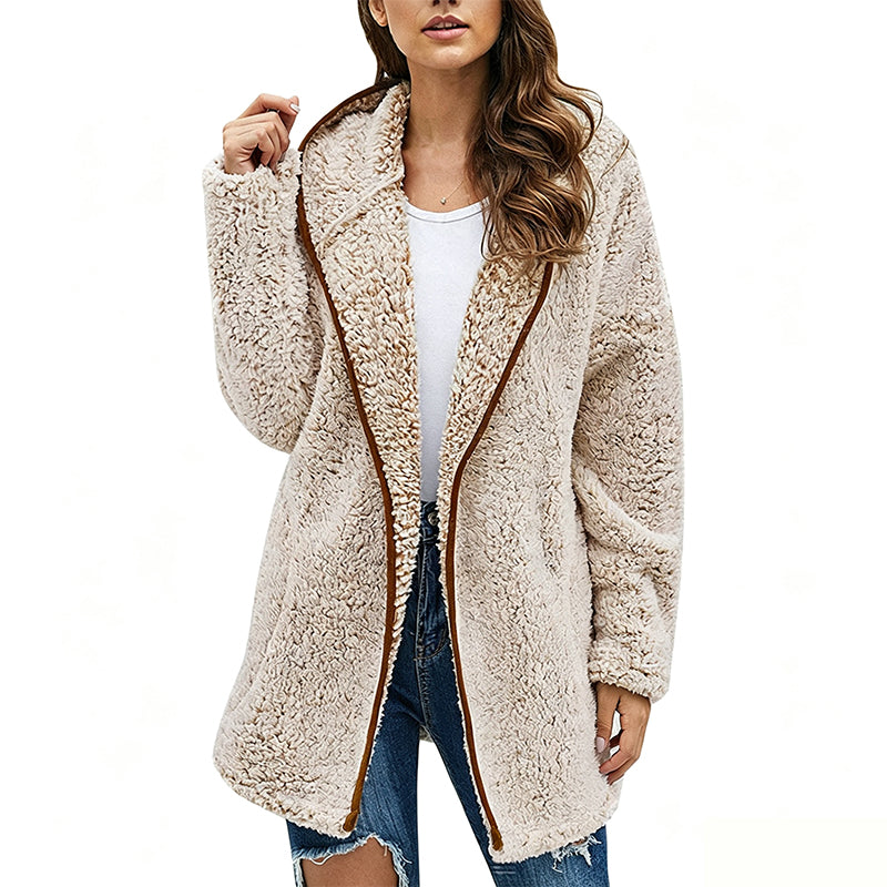Women's Casual Hooded Plush Cardigan