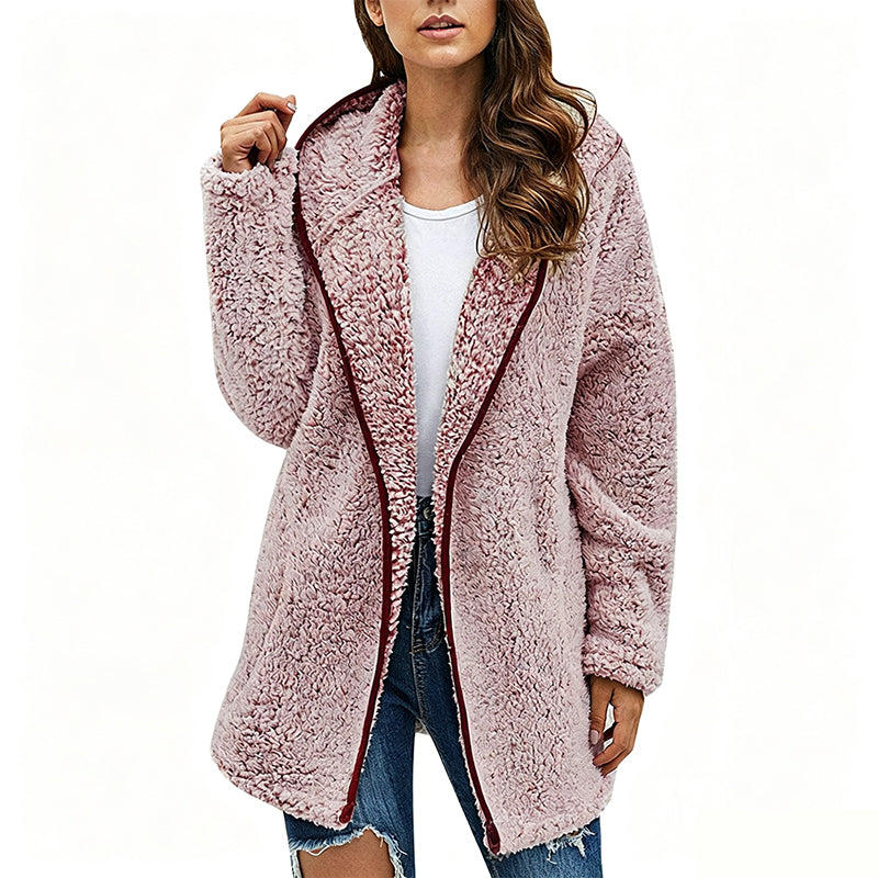 Women's Casual Hooded Plush Cardigan
