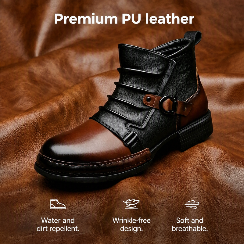 Men's Two-Tone Zipper Ankle Boots