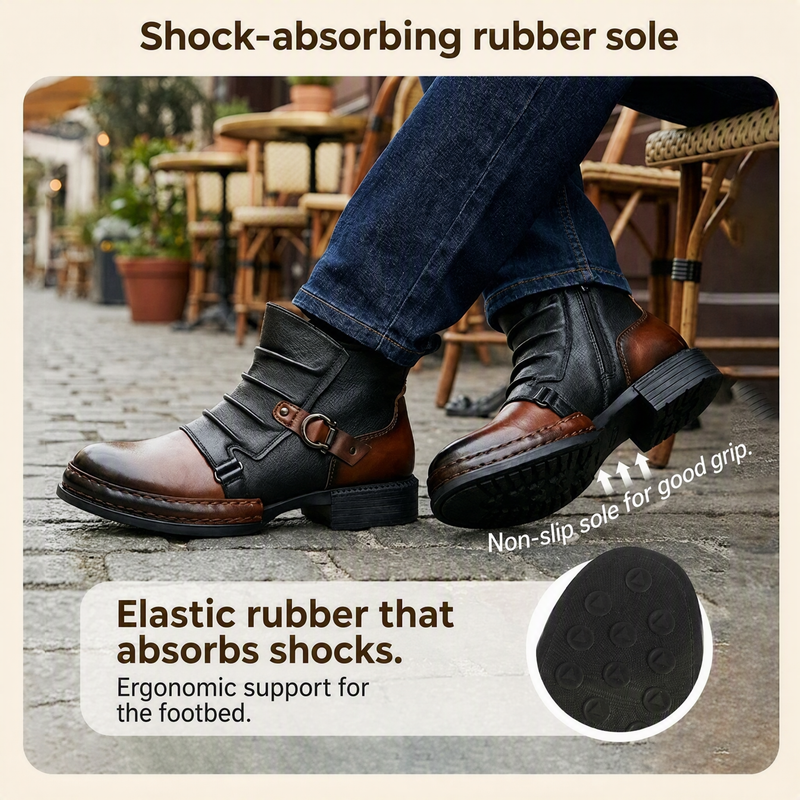 Men's Two-Tone Zipper Ankle Boots
