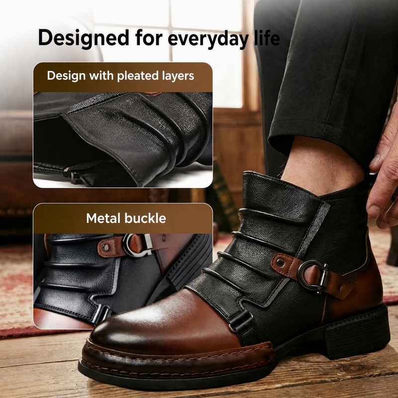 Men's Two-Tone Zipper Ankle Boots