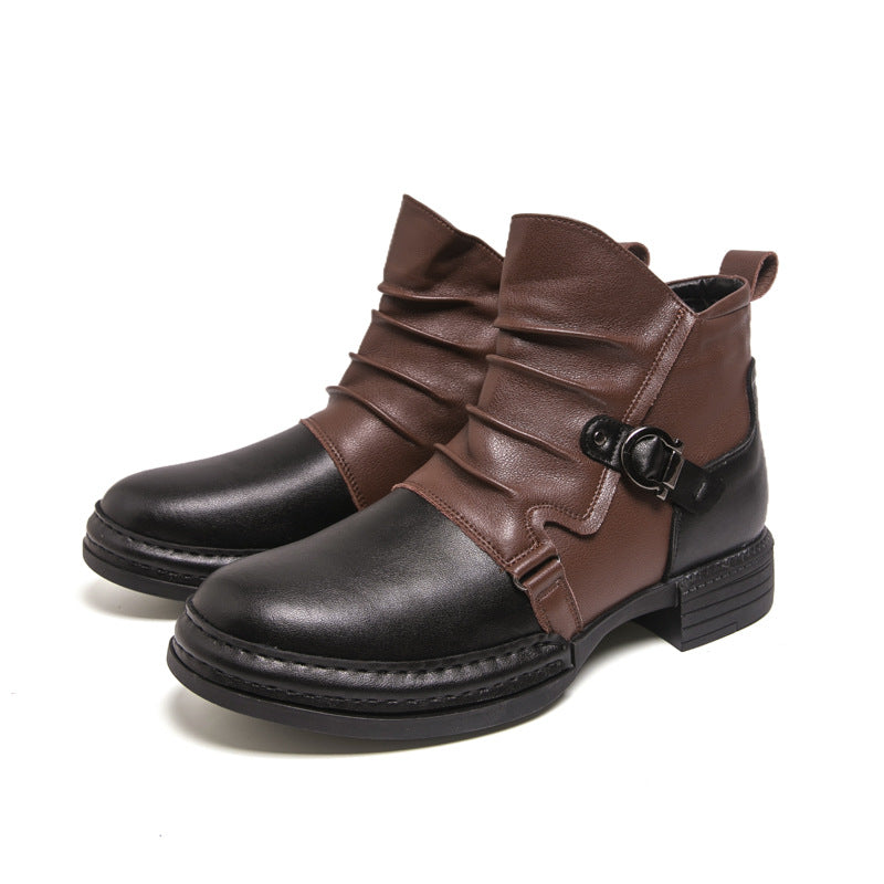 Men's Two-Tone Zipper Ankle Boots