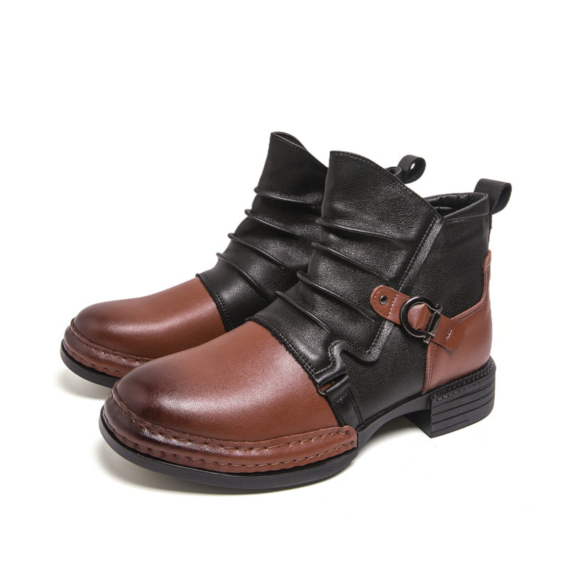 Men's Two-Tone Zipper Ankle Boots