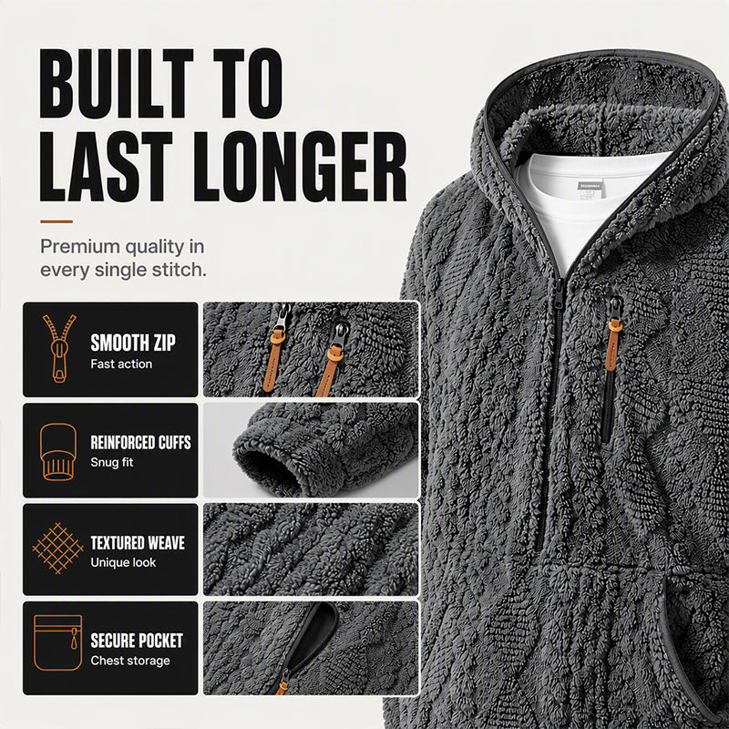Men's Textured Sherpa Half-Zip Hooded Jacket