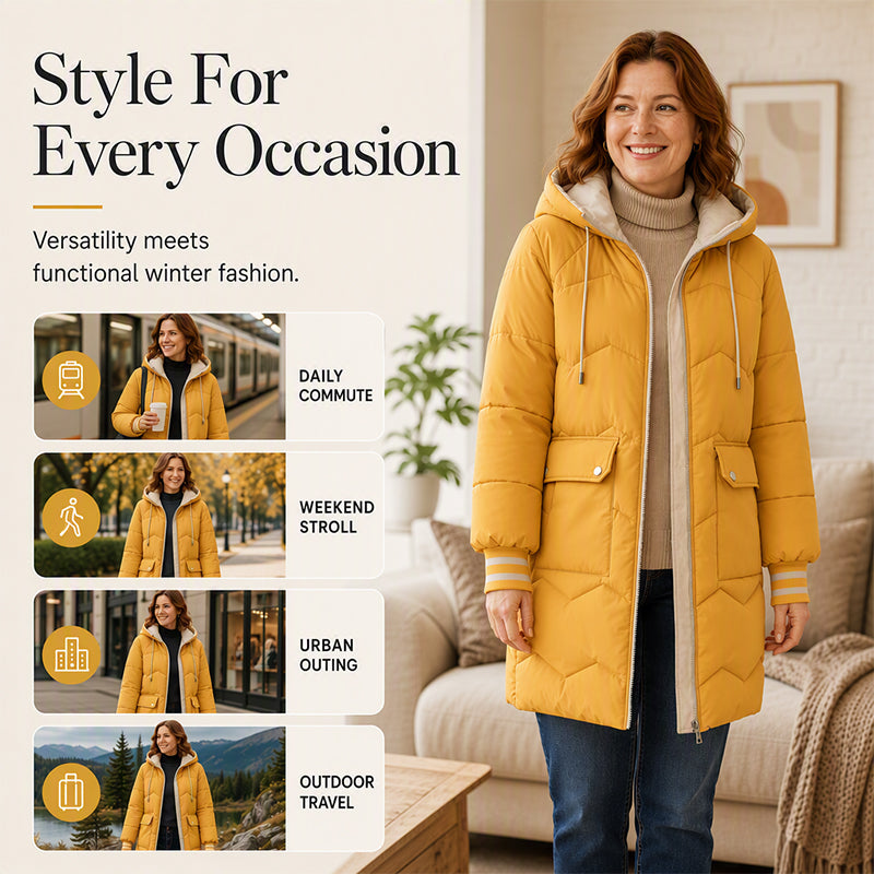 Women's Mid-Long Hooded Puffer Coat
