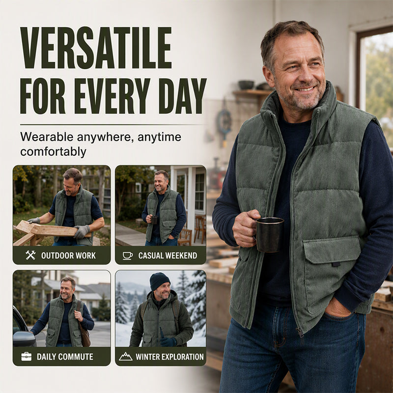 Men's Thickened Corduroy Padded Vest