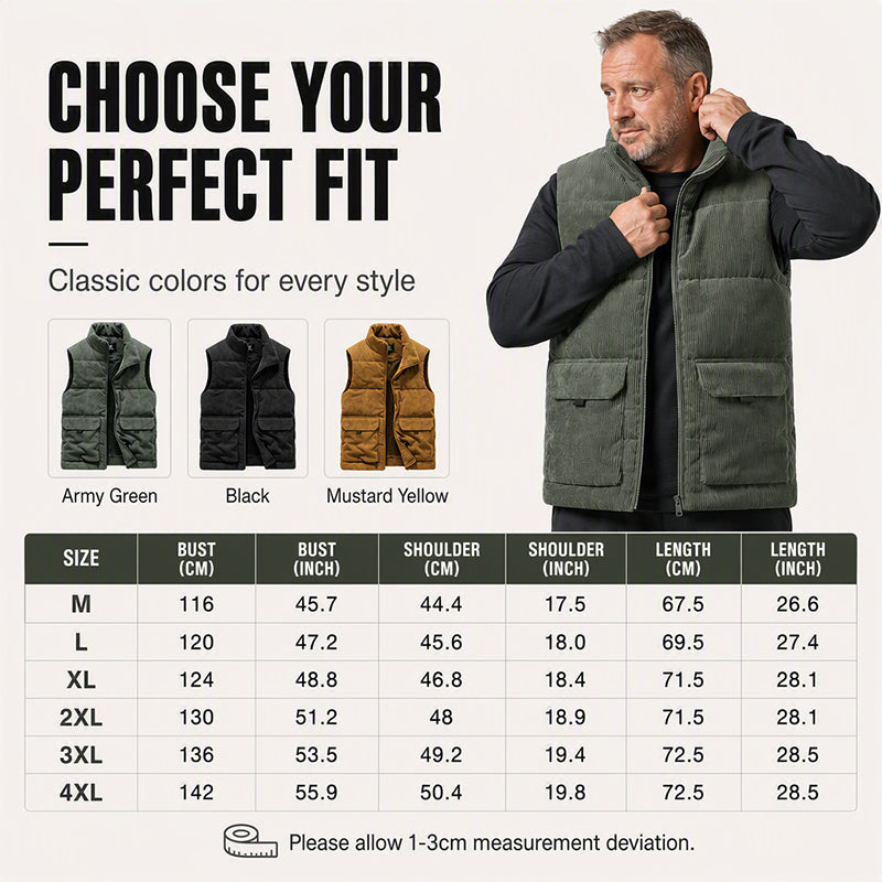 Men's Thickened Corduroy Padded Vest