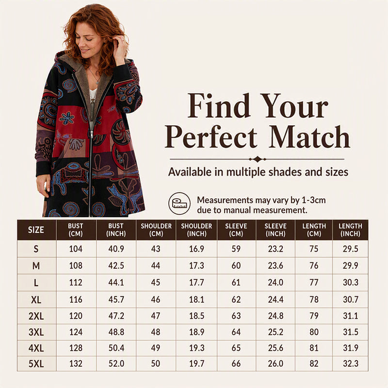 Women's Vintage Leaf Print Hooded Coat
