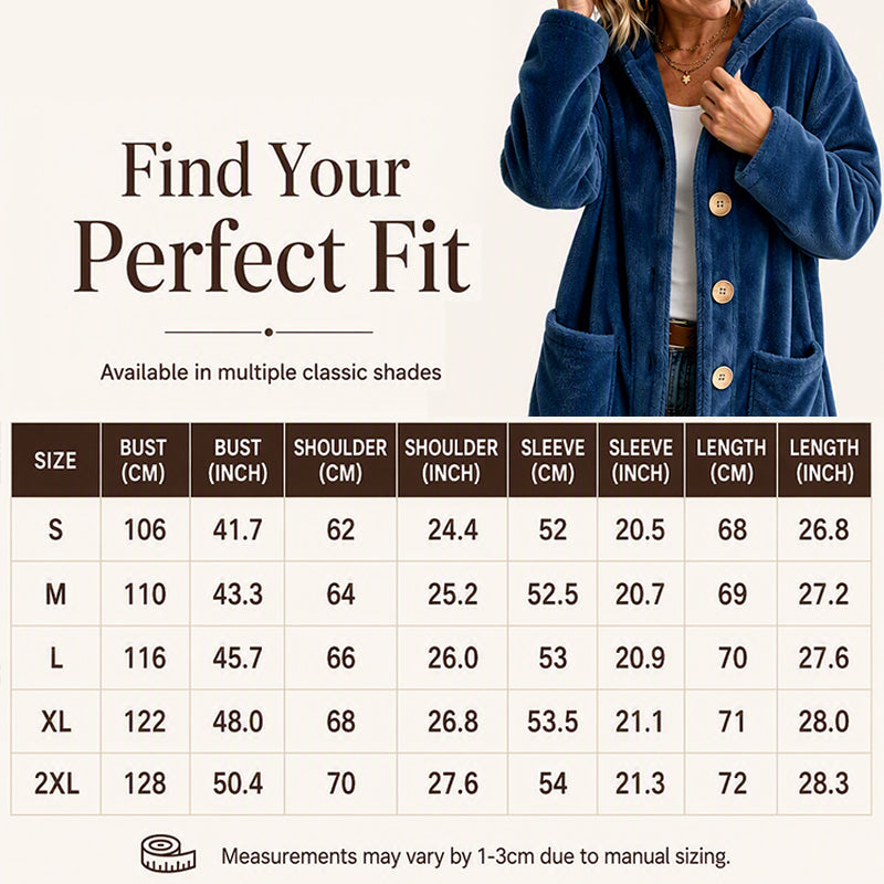 Women's Loose Button-Down Hooded Velvet Jacket