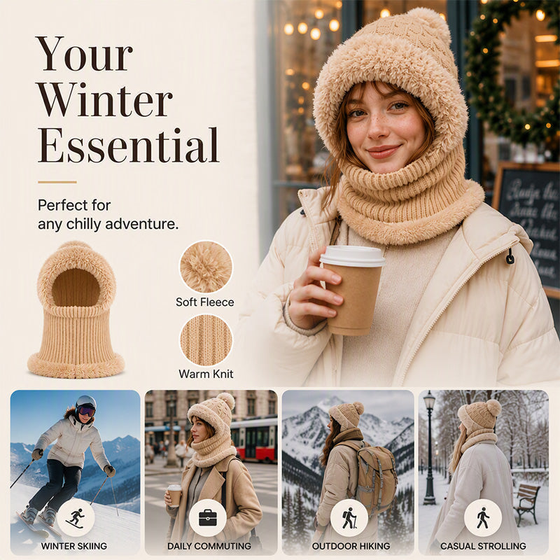Women's Winter Cozy Integrated Knitted Hat