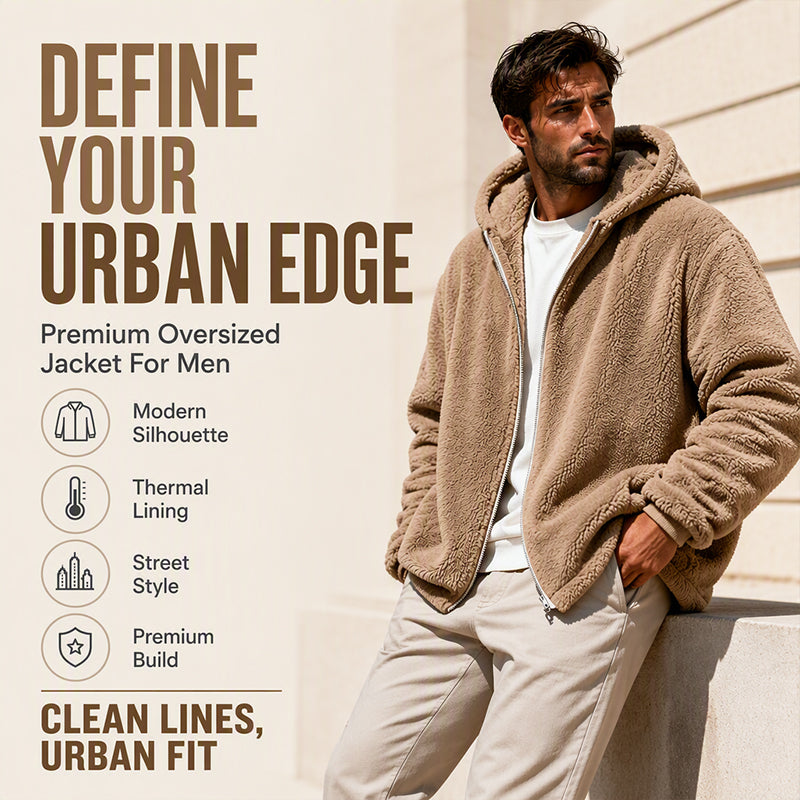 Men's Loose Hooded Plush Jacket