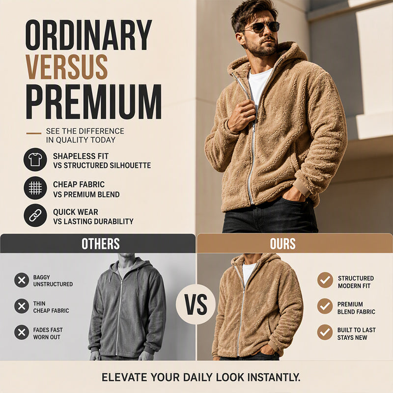 Men's Loose Hooded Plush Jacket
