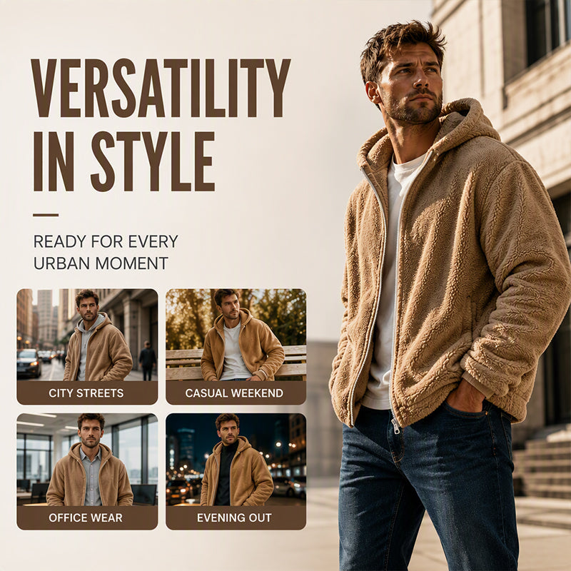 Men's Loose Hooded Plush Jacket