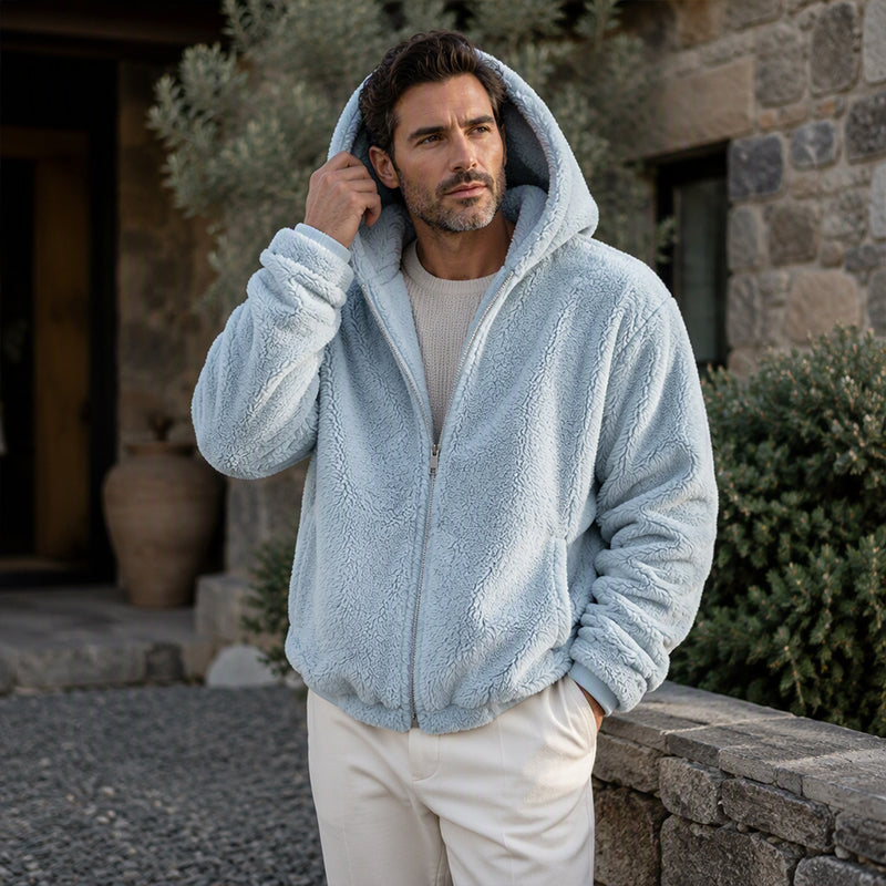 Men's Loose Hooded Plush Jacket