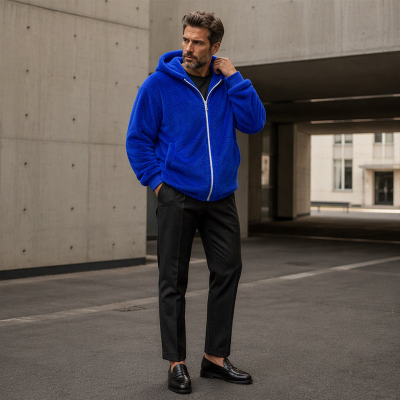 Men's Loose Hooded Plush Jacket