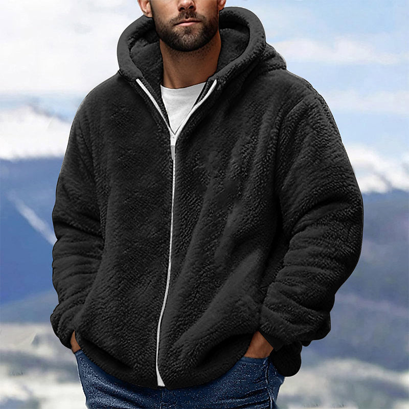 Men's Loose Hooded Plush Jacket