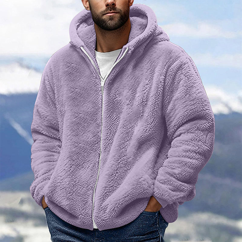 Men's Loose Hooded Plush Jacket