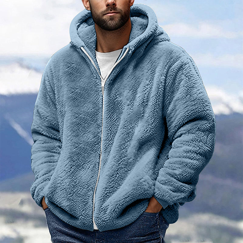 Men's Loose Hooded Plush Jacket