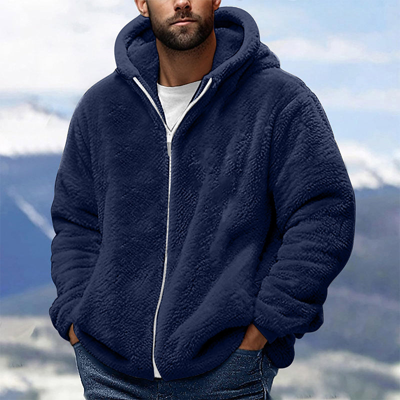 Men's Loose Hooded Plush Jacket