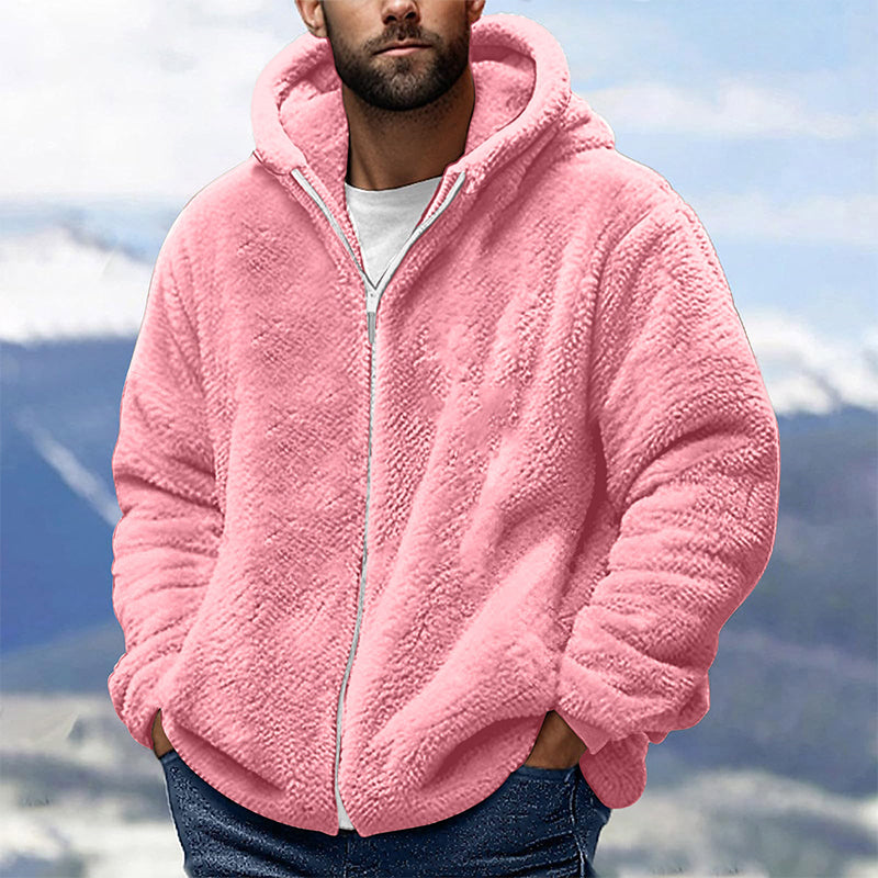 Men's Loose Hooded Plush Jacket