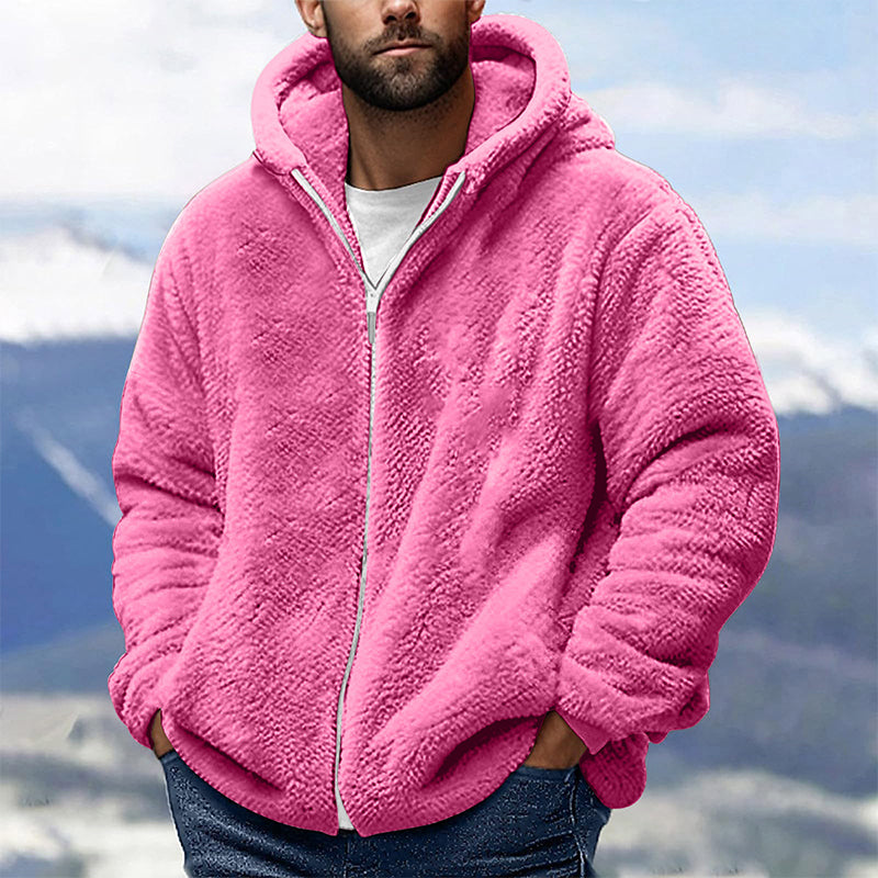 Men's Loose Hooded Plush Jacket