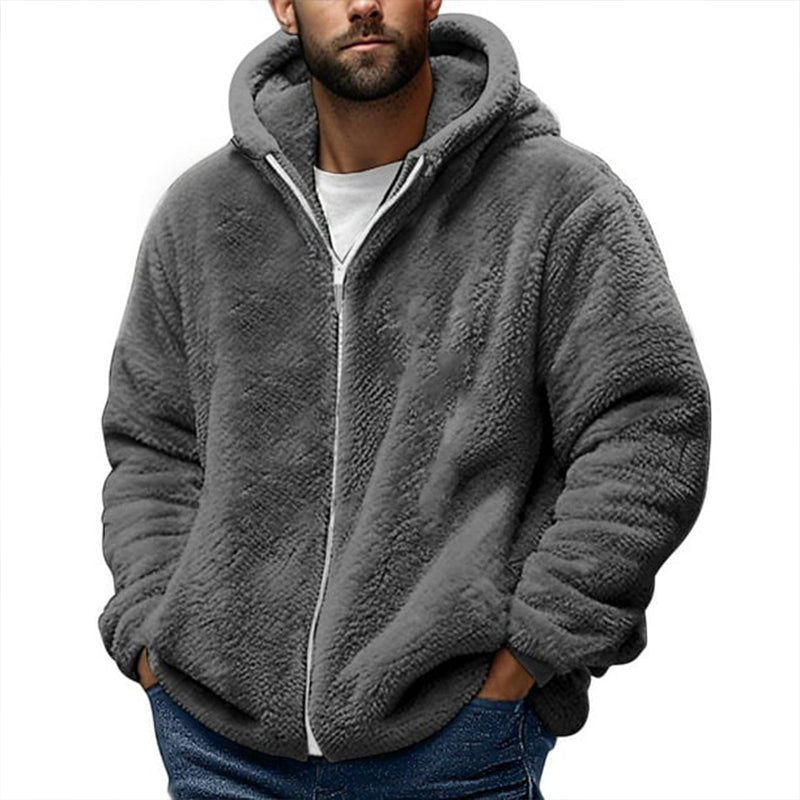 Men's Loose Hooded Plush Jacket