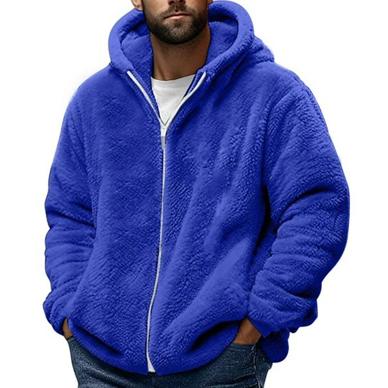 Men's Loose Hooded Plush Jacket