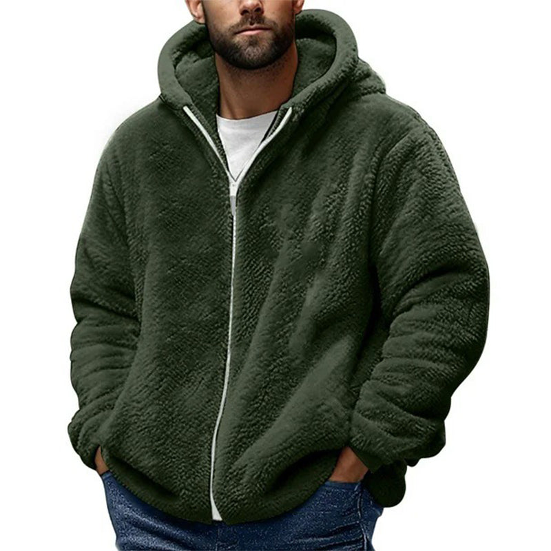 Men's Loose Hooded Plush Jacket