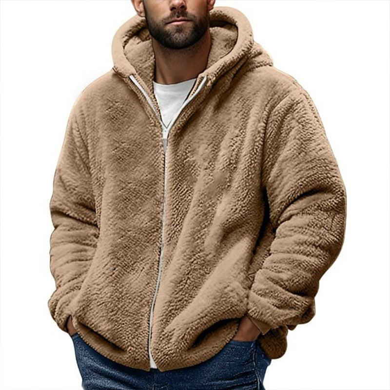 Men's Loose Hooded Plush Jacket