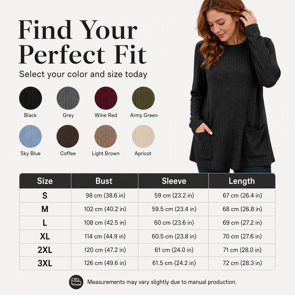 Women's Cozy Mid-Length Ribbed Knit Top