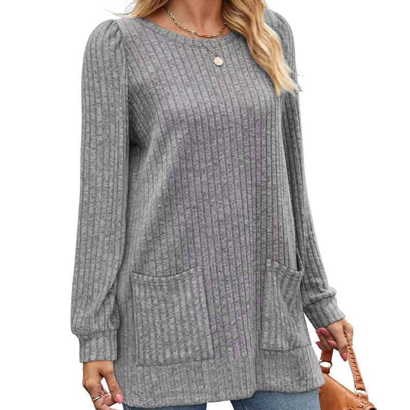 Women's Cozy Mid-Length Ribbed Knit Top