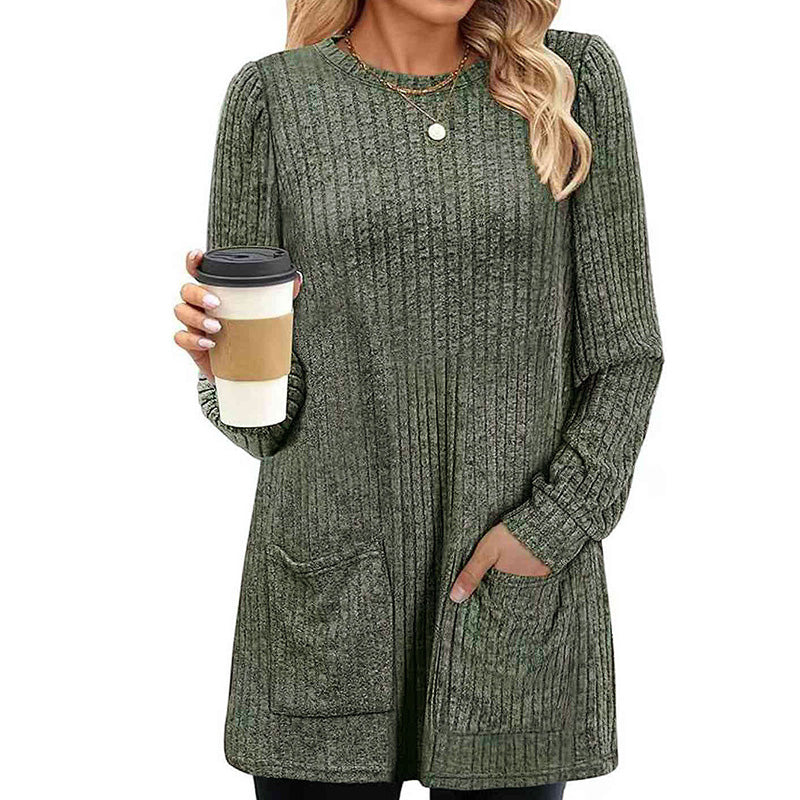 Women's Cozy Mid-Length Ribbed Knit Top