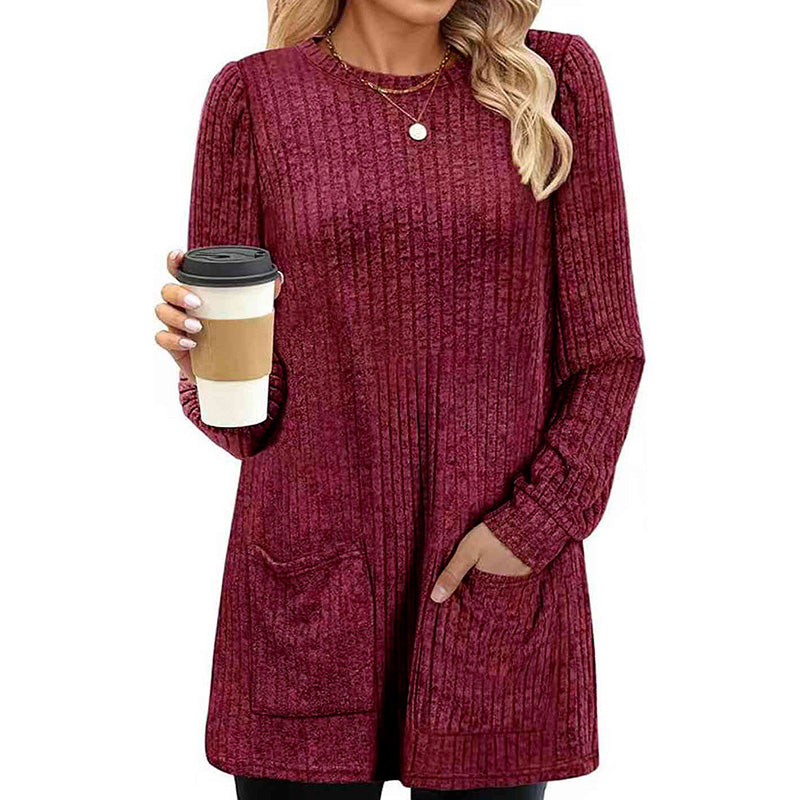Women's Cozy Mid-Length Ribbed Knit Top