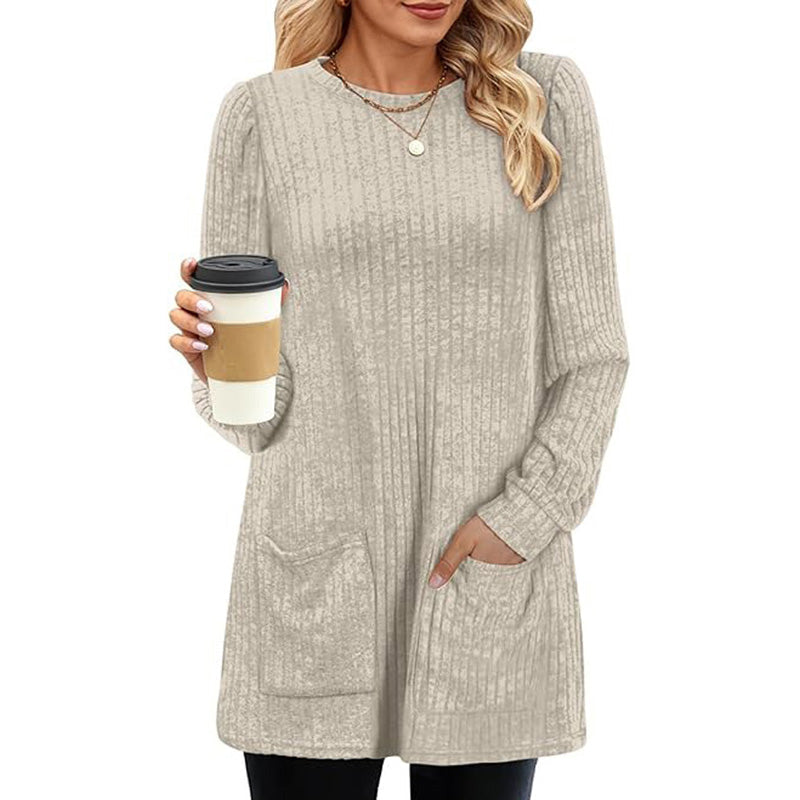 Women's Cozy Mid-Length Ribbed Knit Top
