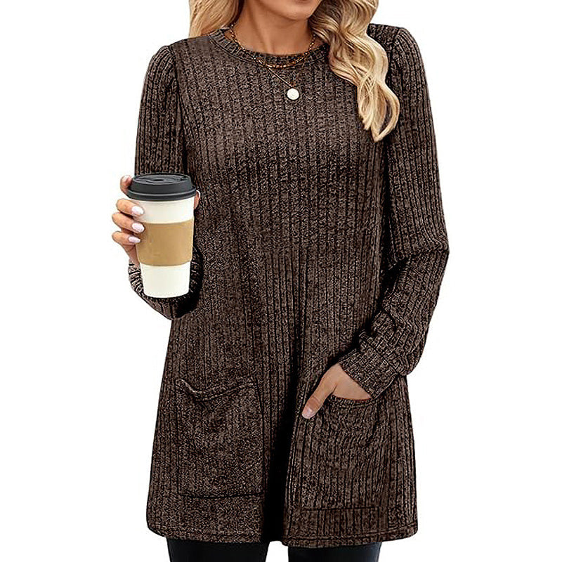Women's Cozy Mid-Length Ribbed Knit Top