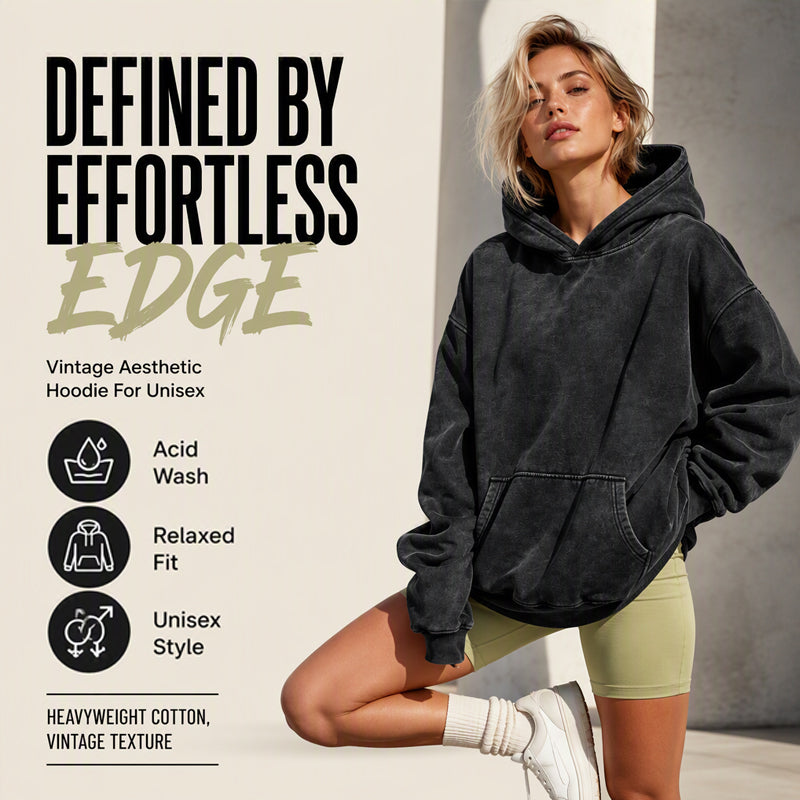 Unisex Casual Oversized Acid Wash Hoodie