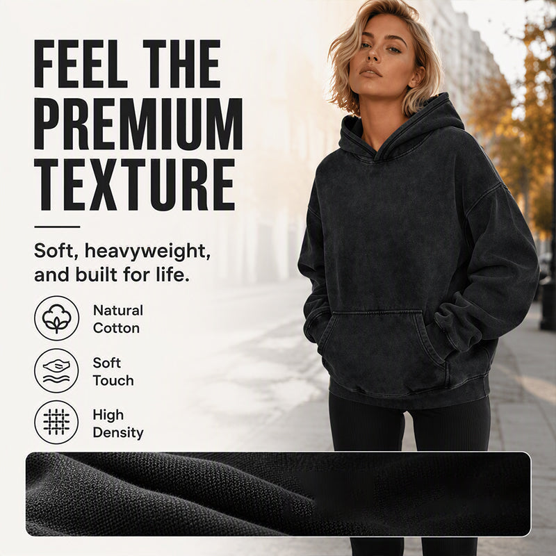 Unisex Casual Oversized Acid Wash Hoodie