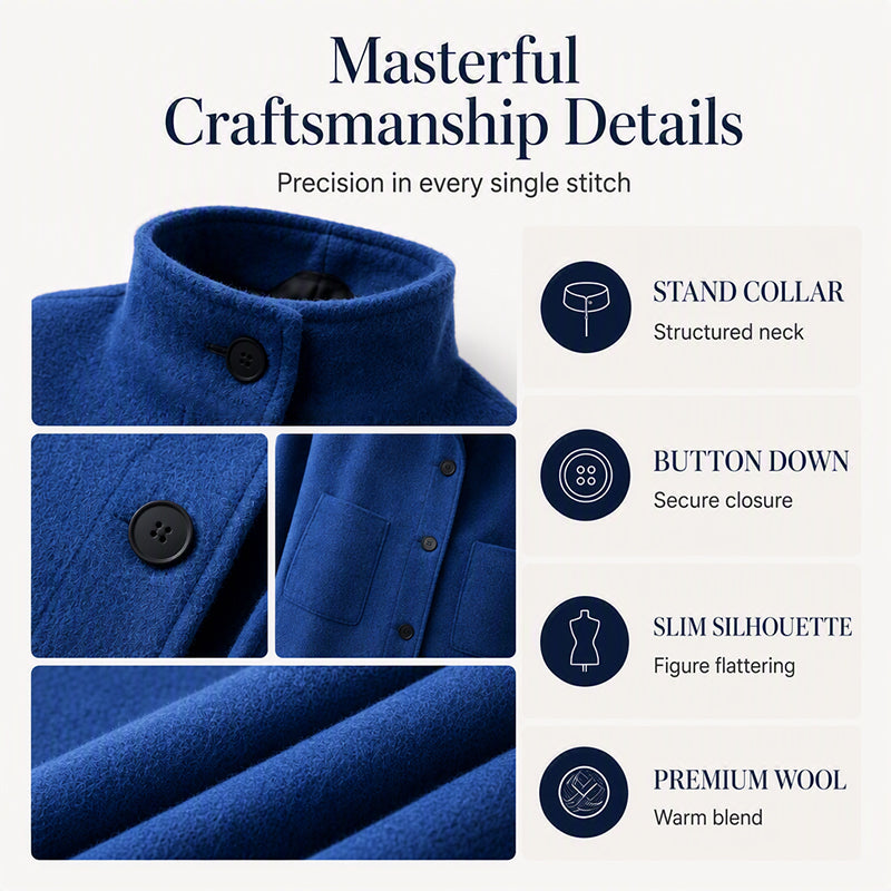 Women's Vintage Stand Collar Woolen Coat