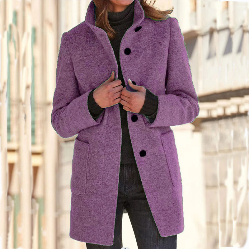 Women's Vintage Stand Collar Woolen Coat