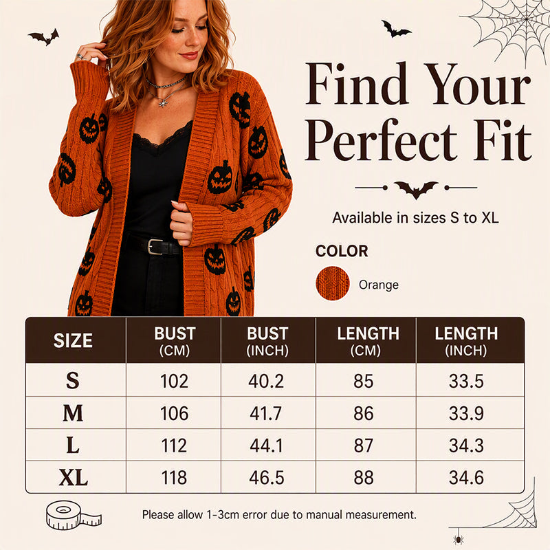 Women's Halloween Pumpkin Knit Cardigan