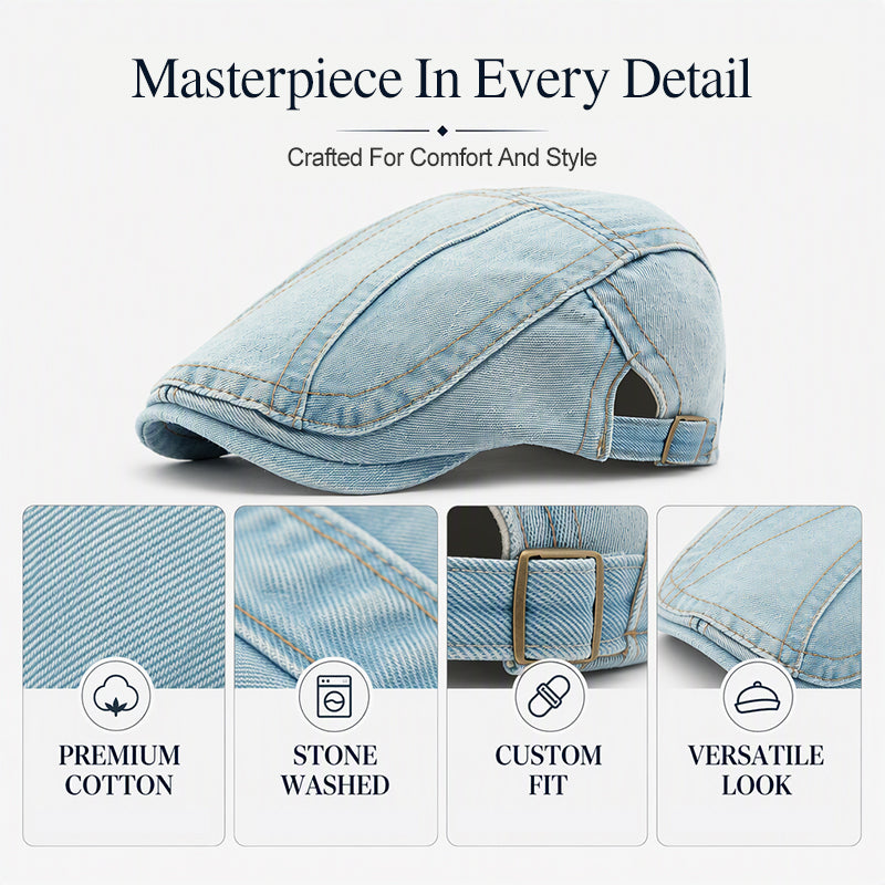 Unisex Vintage Distressed Beret Flat Cap