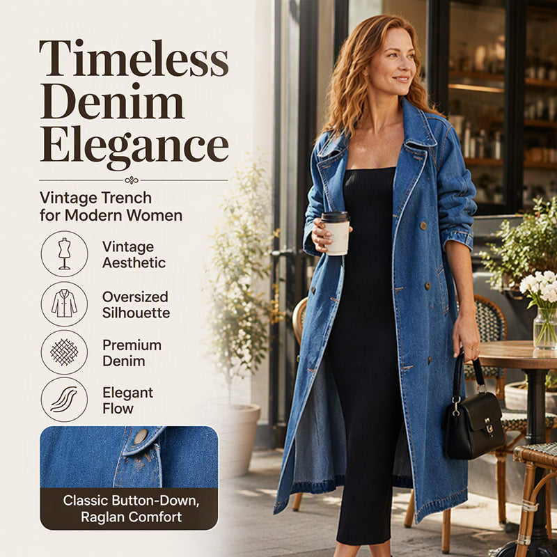 Women's Longline Double Breasted Denim Coat