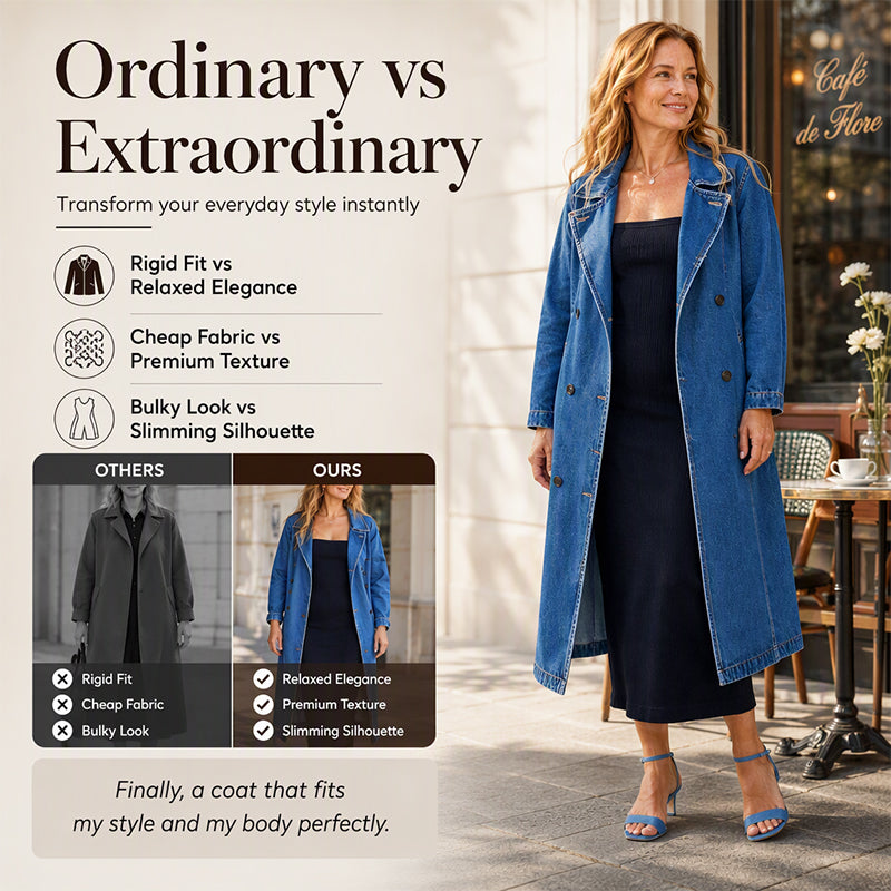 Women's Longline Double Breasted Denim Coat