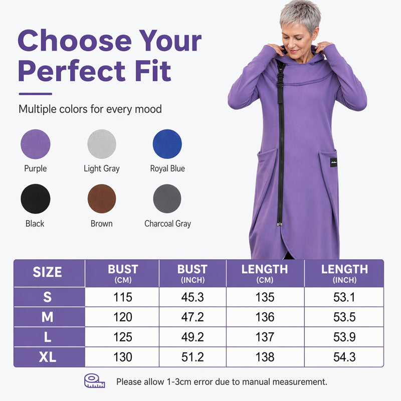Women's Long Asymmetric Zip-Up Tunic Hoodie