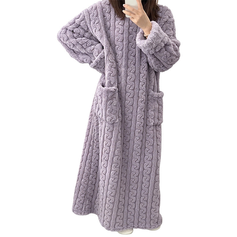 Women's Warm Plush Long Nightgown