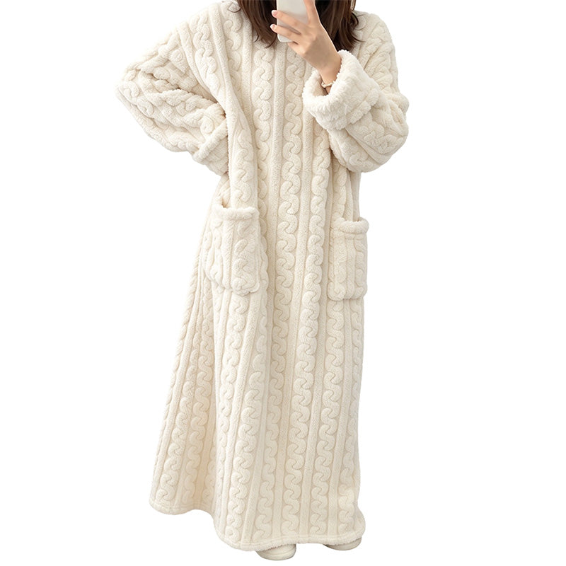Women's Warm Plush Long Nightgown