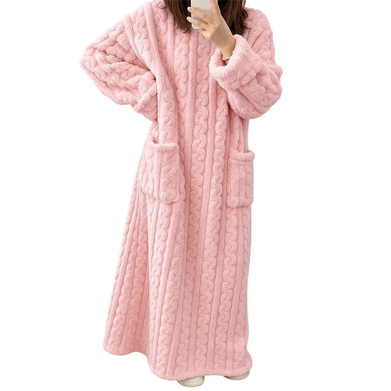 Women's Warm Plush Long Nightgown